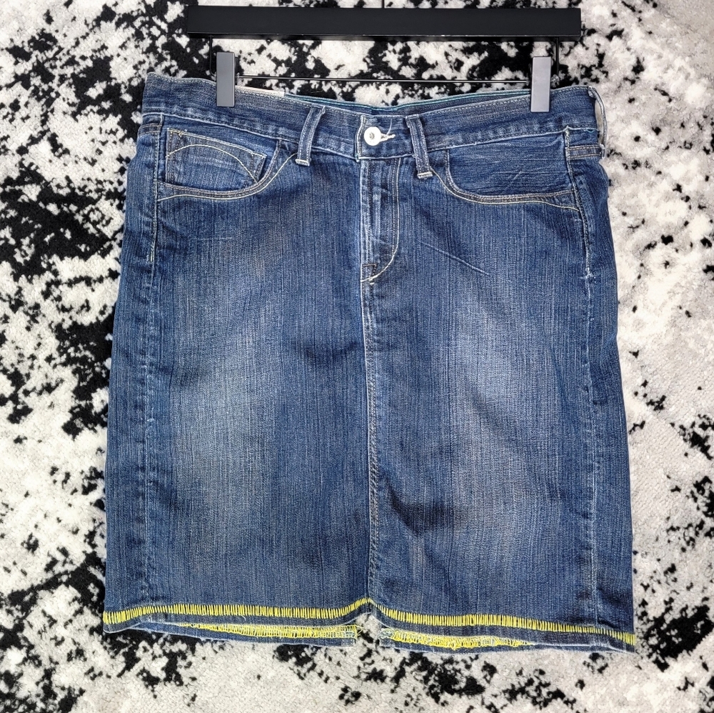 Loomstate Organic Cotton Denim Knee Length Skirt Size 29